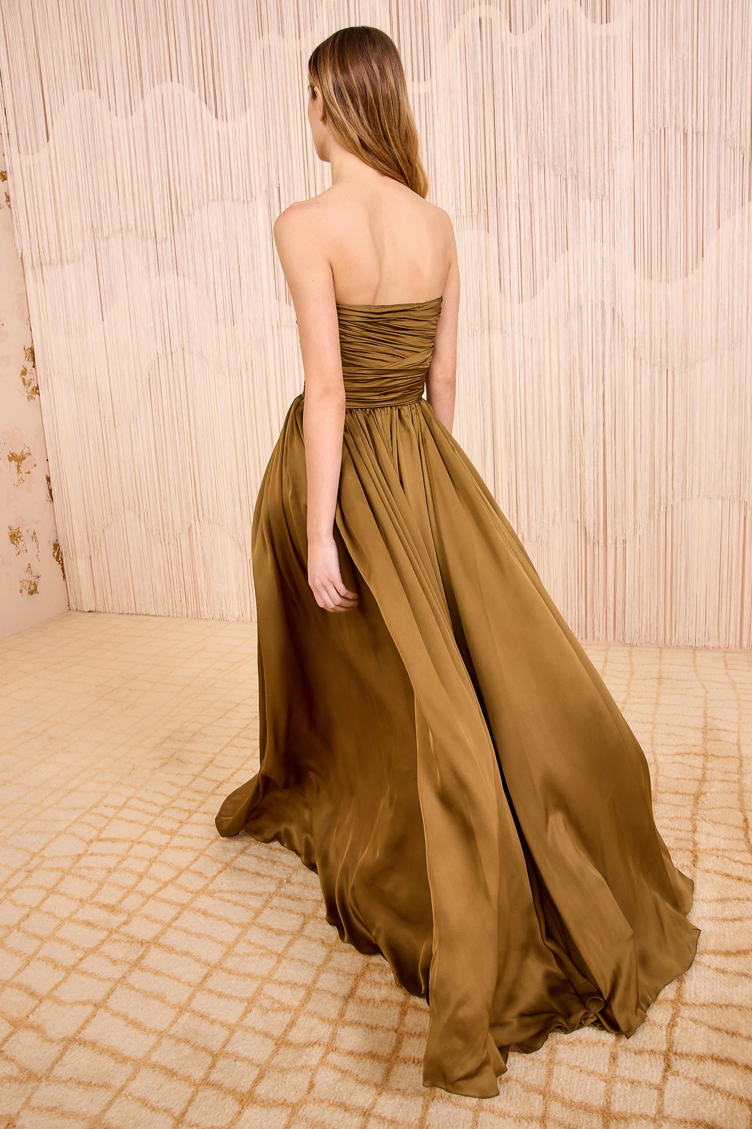 Anastasia Silk Wrapped Strapless Gown - Willow - Image 4