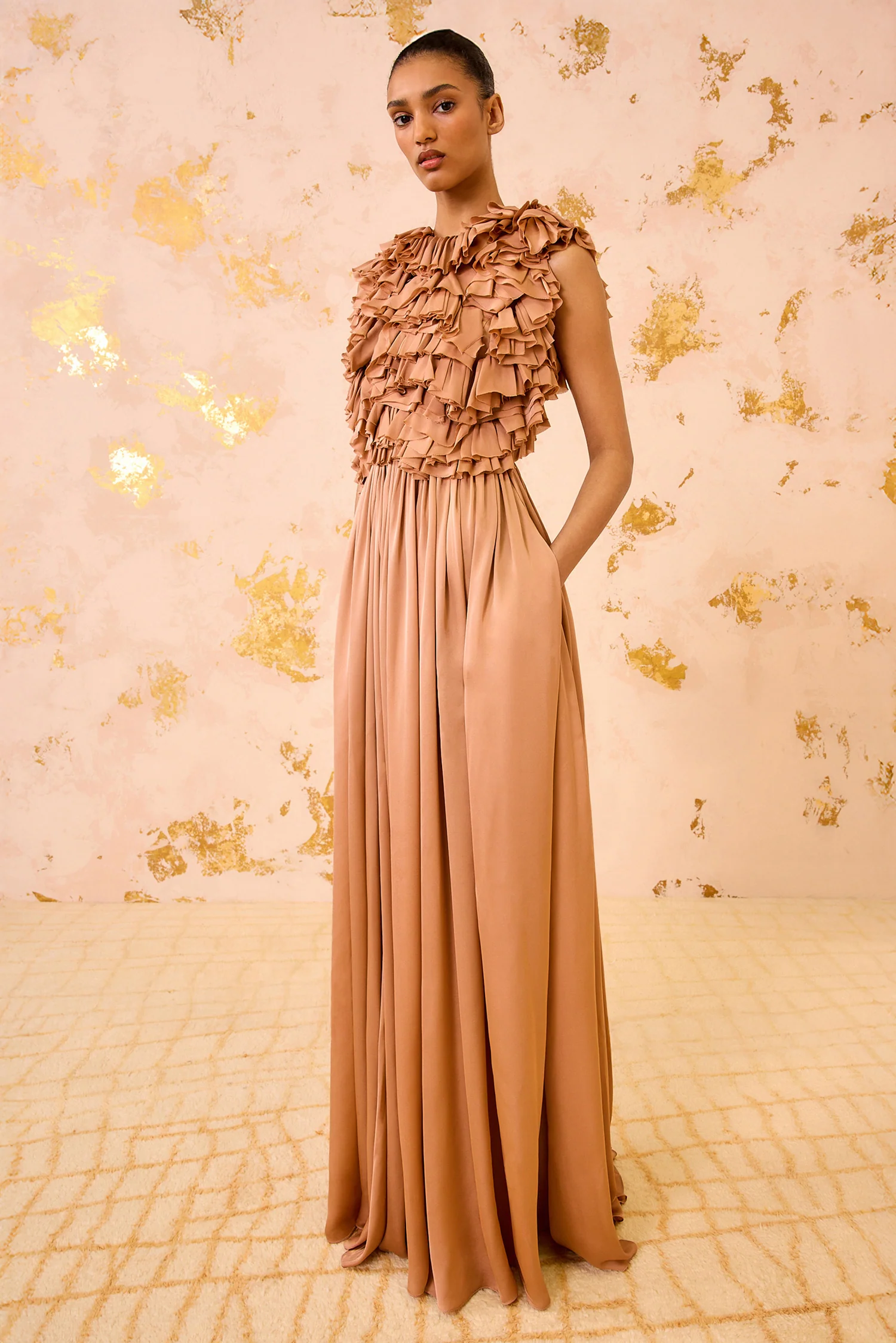 Byzantine Silk Backless Gown - Desert Rose - Image 3