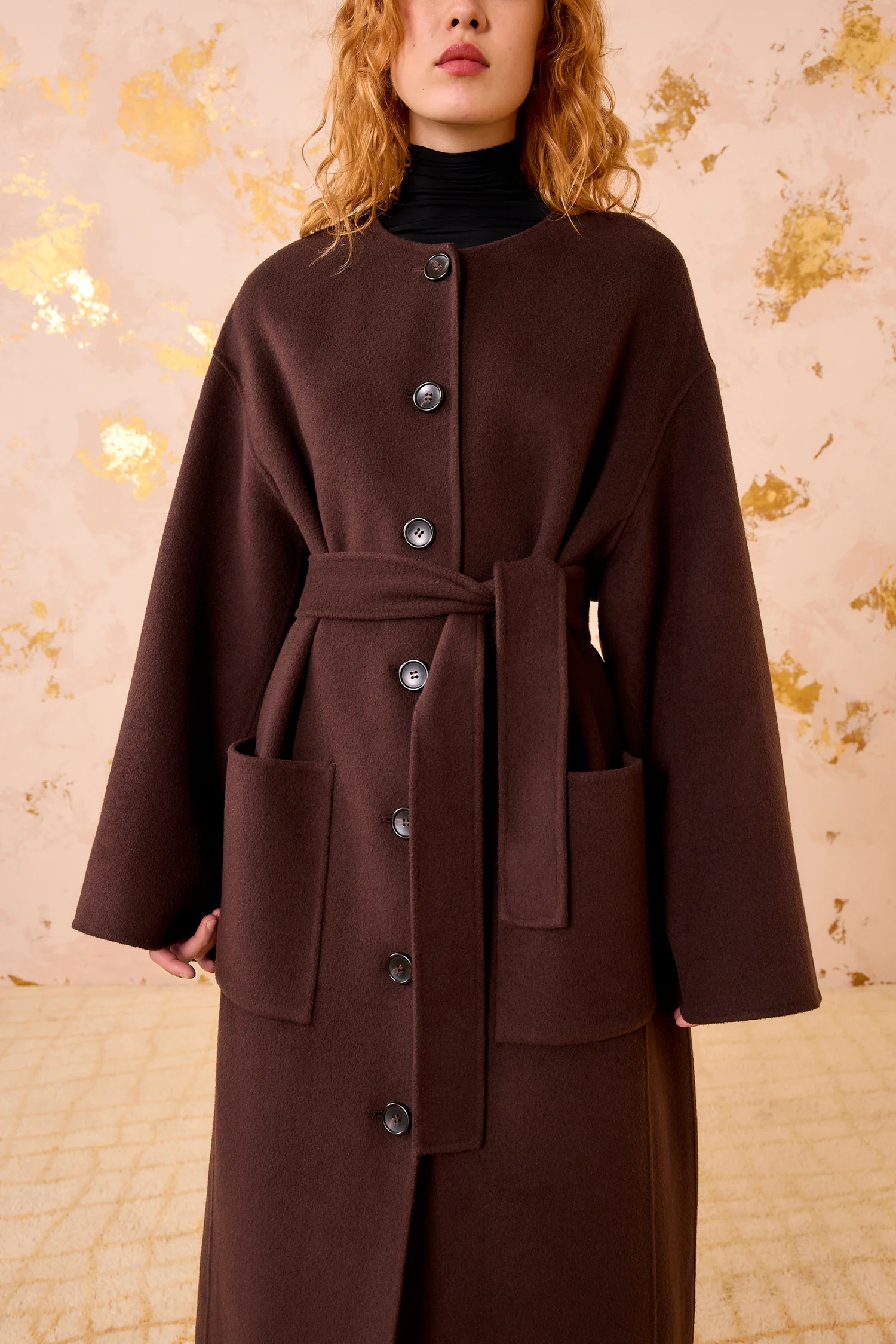Fernanda Double Faced Wool Oversized Coat - Sable - Image 3