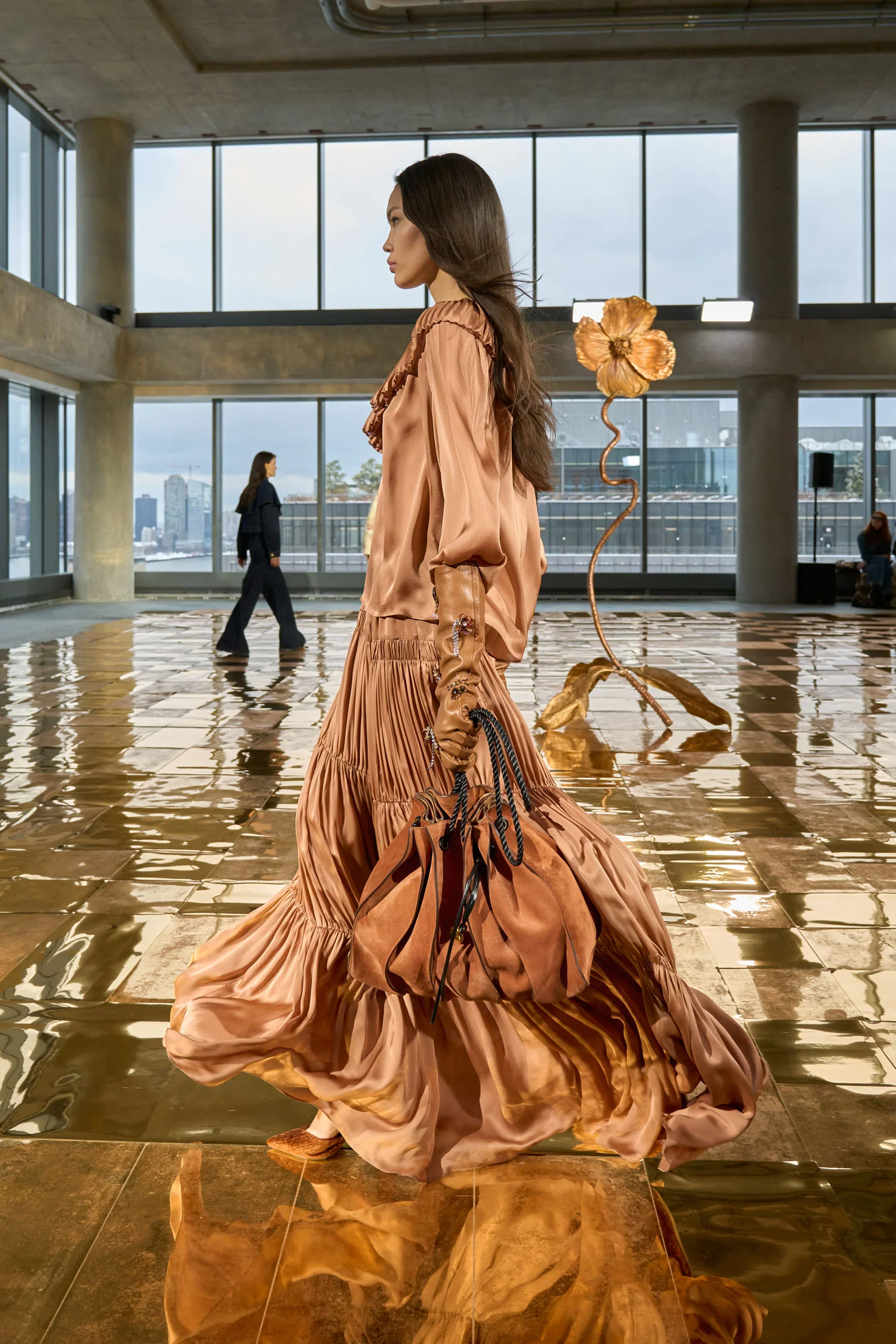 Gaelle Silk High Waist Maxi Skirt - Desert Rose - Image 6