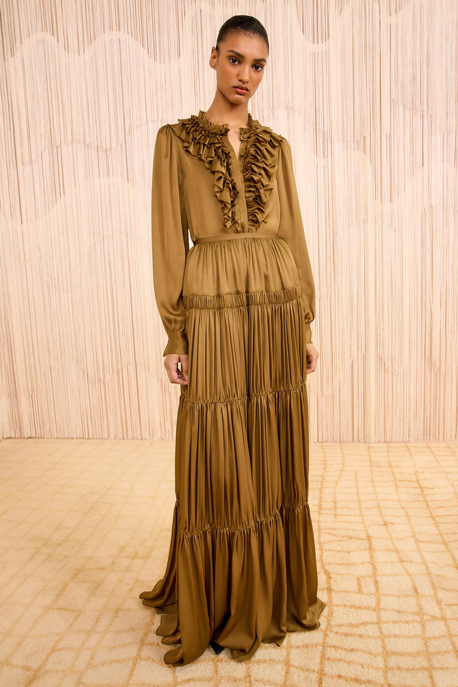 Gaelle Silk High Waist Maxi Skirt - Willow - Image 3