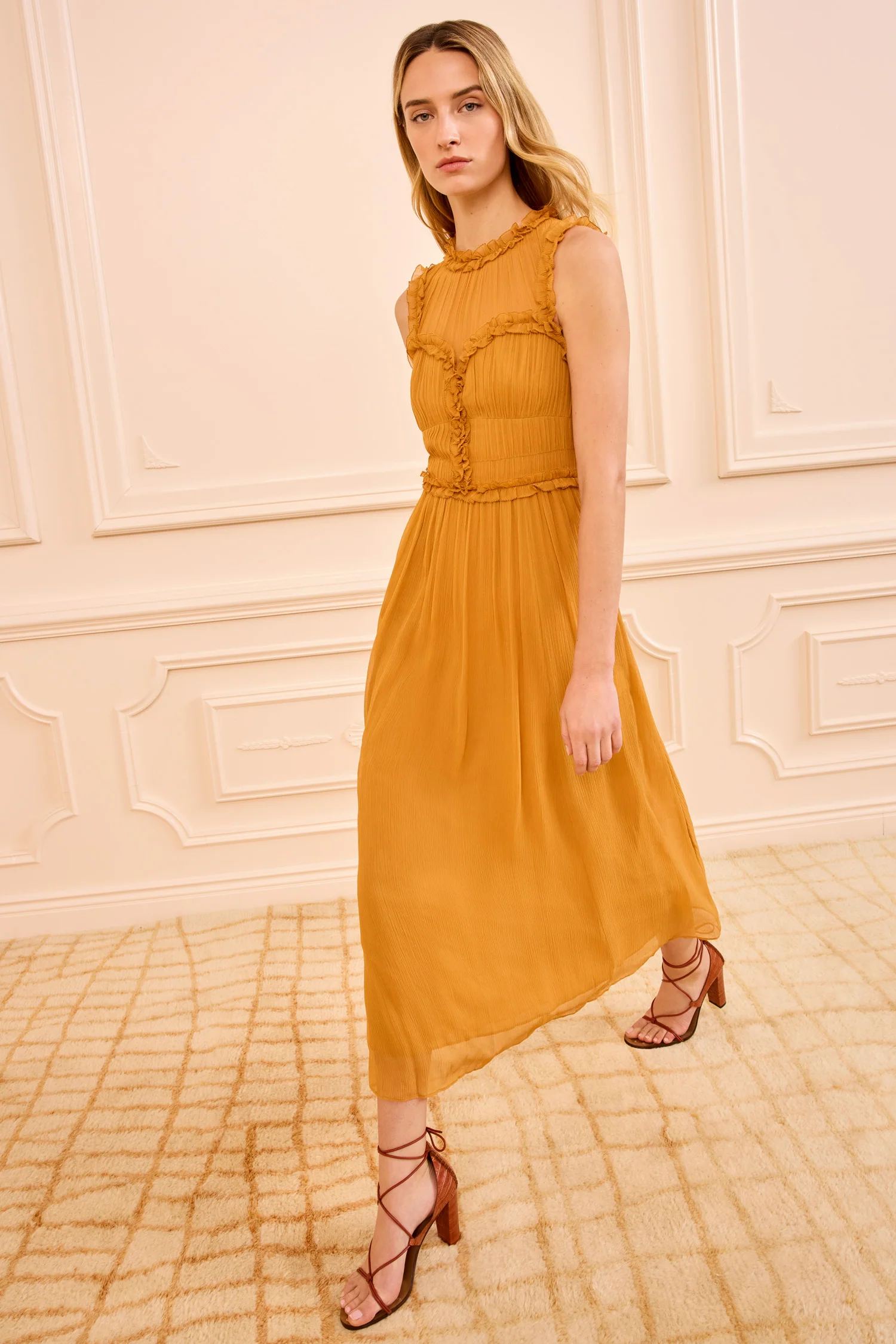 Kasia Silk Dress - Ochre - Image 3