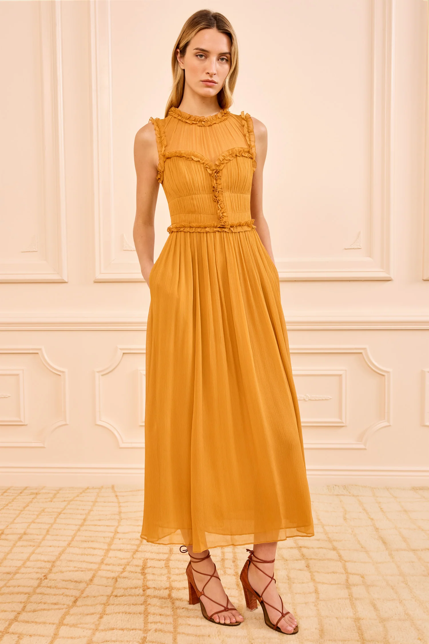 Kasia Silk Dress - Ochre - Image 4