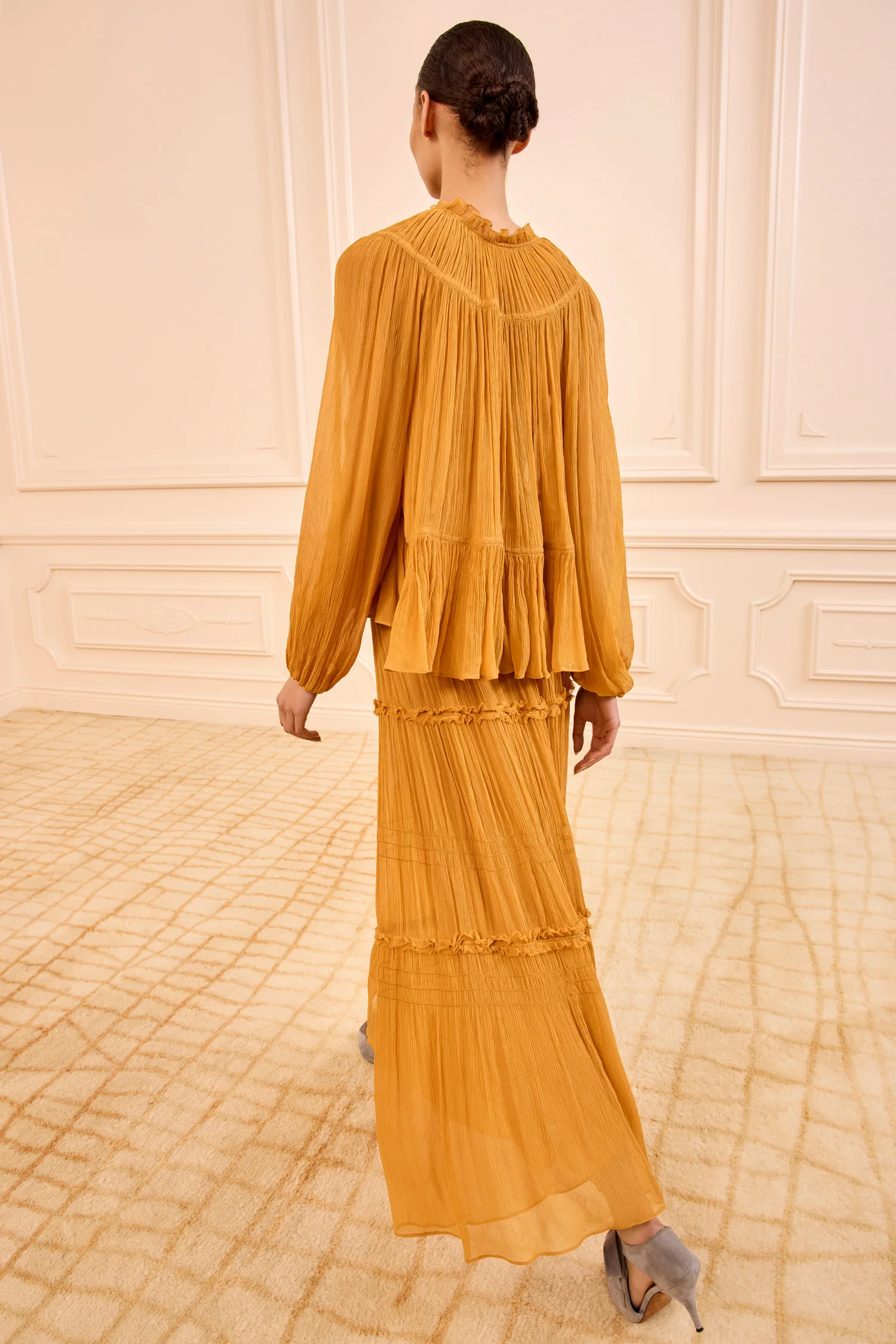 Leandra Silk Blouse - Ochre - Image 4