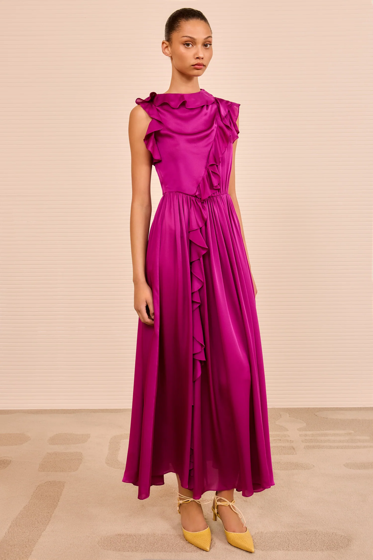 Saanvi Cascading Ruffle Dress - Mulberry - Image 3