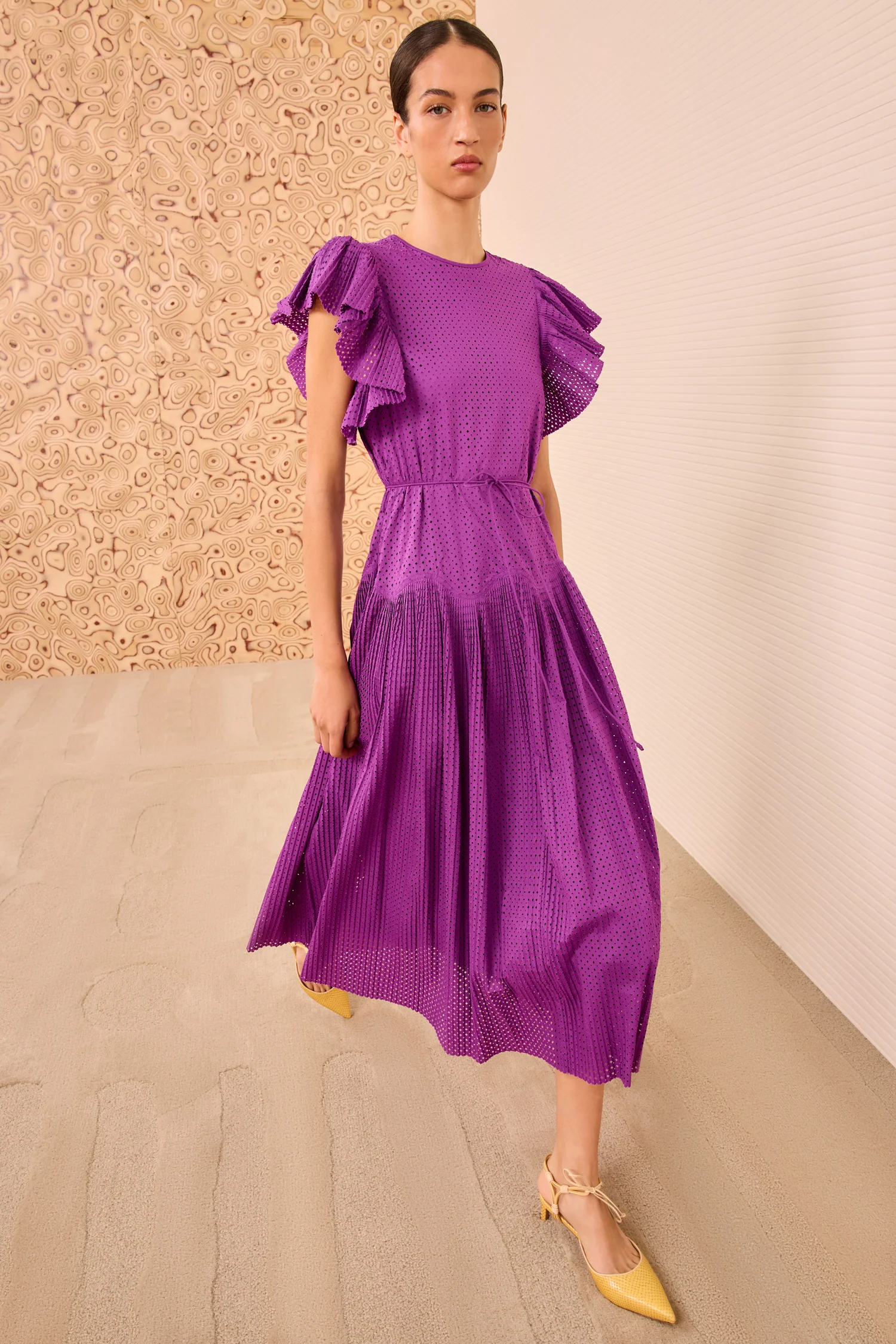 Sylvaine Flutter Sleeve Midi Dress - Iris - Image 3